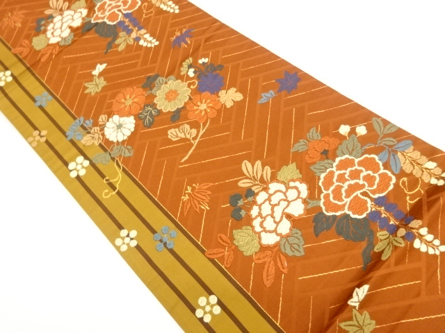 JAPANESE FUKURO OBI / KARA-ORI / WOVEN FLOWERS